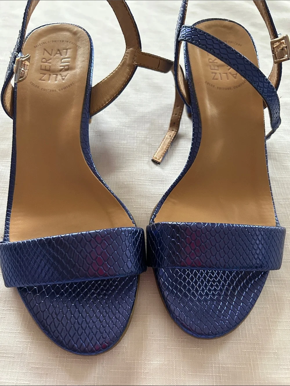 Naturalizer Navy Textured Slingback Heels